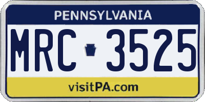 PA license plate MRC3525