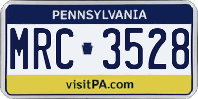 PA license plate MRC3528
