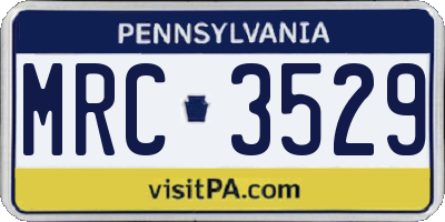 PA license plate MRC3529