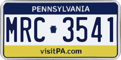 PA license plate MRC3541