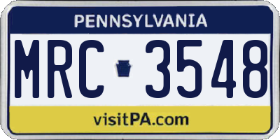 PA license plate MRC3548