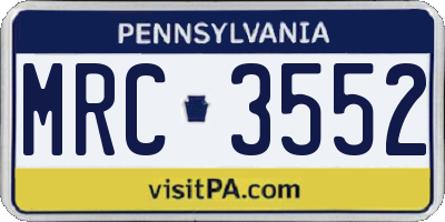 PA license plate MRC3552