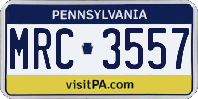 PA license plate MRC3557