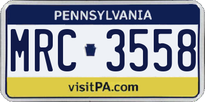 PA license plate MRC3558