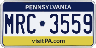 PA license plate MRC3559