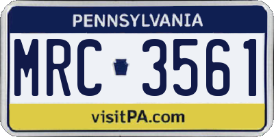 PA license plate MRC3561
