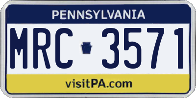PA license plate MRC3571
