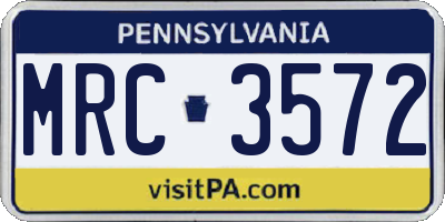 PA license plate MRC3572