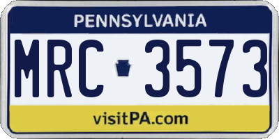 PA license plate MRC3573
