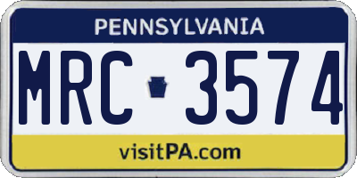 PA license plate MRC3574