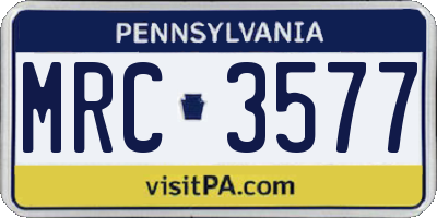 PA license plate MRC3577