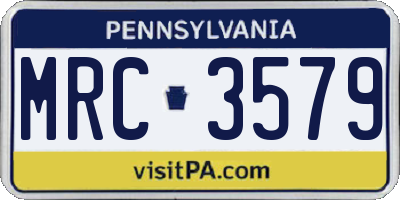PA license plate MRC3579