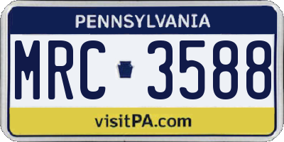 PA license plate MRC3588