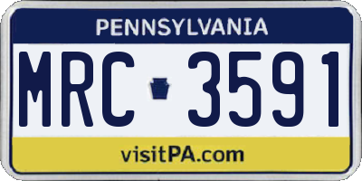 PA license plate MRC3591