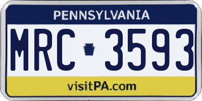 PA license plate MRC3593