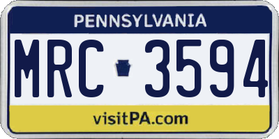 PA license plate MRC3594