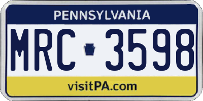 PA license plate MRC3598