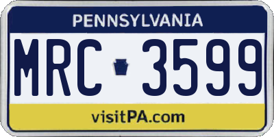 PA license plate MRC3599