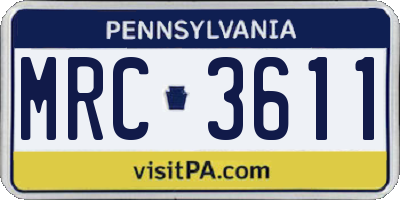 PA license plate MRC3611