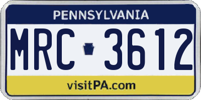 PA license plate MRC3612