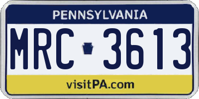 PA license plate MRC3613