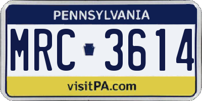 PA license plate MRC3614