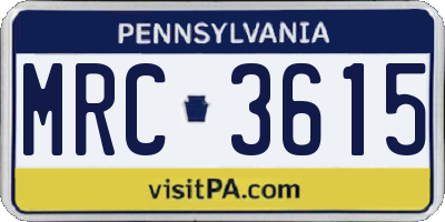 PA license plate MRC3615