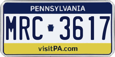 PA license plate MRC3617