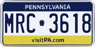 PA license plate MRC3618