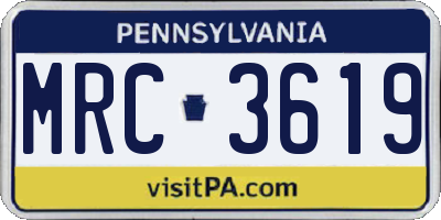 PA license plate MRC3619