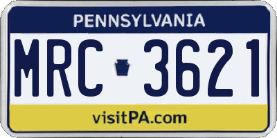 PA license plate MRC3621