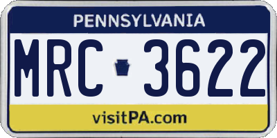 PA license plate MRC3622