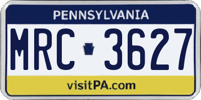 PA license plate MRC3627