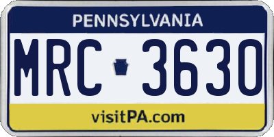PA license plate MRC3630