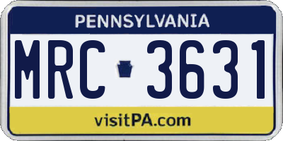 PA license plate MRC3631