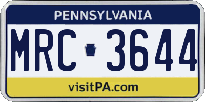 PA license plate MRC3644