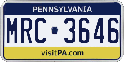 PA license plate MRC3646