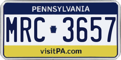 PA license plate MRC3657