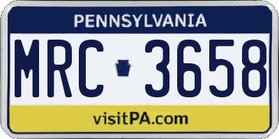PA license plate MRC3658