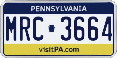 PA license plate MRC3664