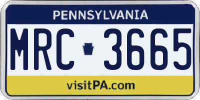 PA license plate MRC3665