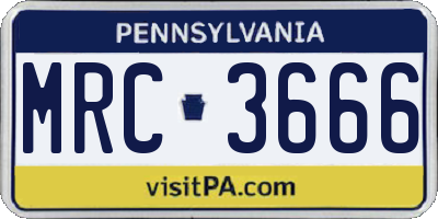 PA license plate MRC3666