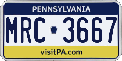 PA license plate MRC3667