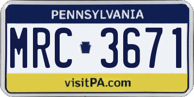 PA license plate MRC3671