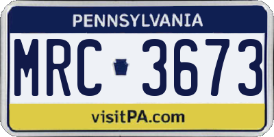 PA license plate MRC3673