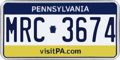 PA license plate MRC3674