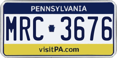 PA license plate MRC3676