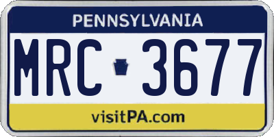 PA license plate MRC3677