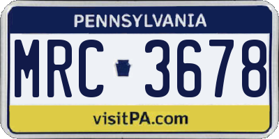 PA license plate MRC3678