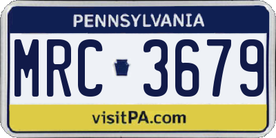 PA license plate MRC3679